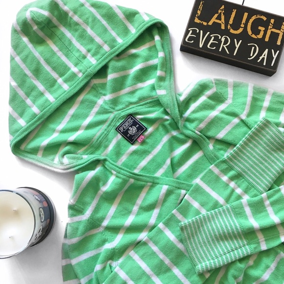 PINK Victoria's Secret Sweaters - Victoria's Secret PINK Hooded Striped Cardigan